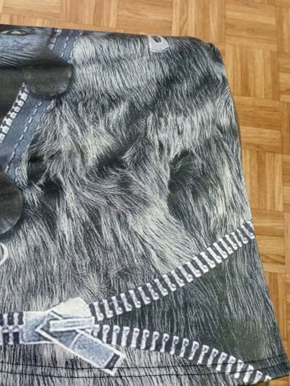 Long Sleeve Top | Illusion Black Cat & Faux Zipper Print - Picture 8 of 9